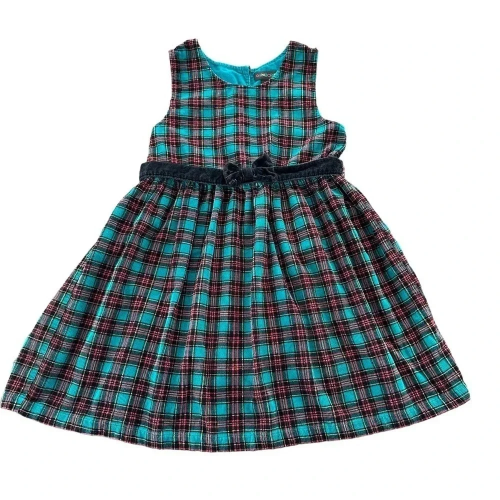 Vintage Gymboree‎ Girls size XXL Corduroy Plaid Holiday Jumper Dress Christmas
